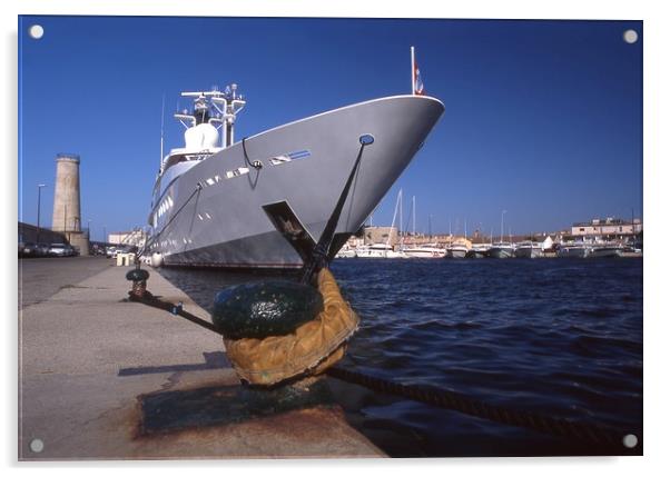 Luxury Boat in St. Tropez, France Acrylic by Alfredo Bustos