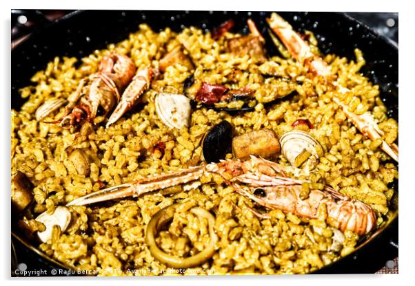 Traditional Valencian Paella With Rice And Seafood Acrylic by Radu Bercan
