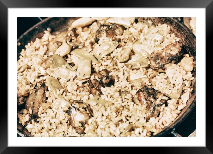 Traditional Valencian Paella With Rice And Chicken Framed Mounted Print by Radu Bercan