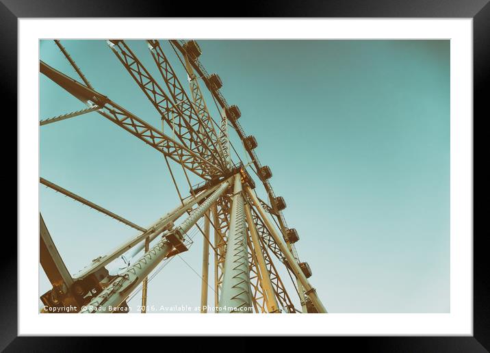 Giant Ferris Wheel In Fun Park On Night Sky Framed Mounted Print by Radu Bercan