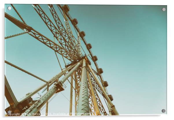 Giant Ferris Wheel In Fun Park On Night Sky Acrylic by Radu Bercan