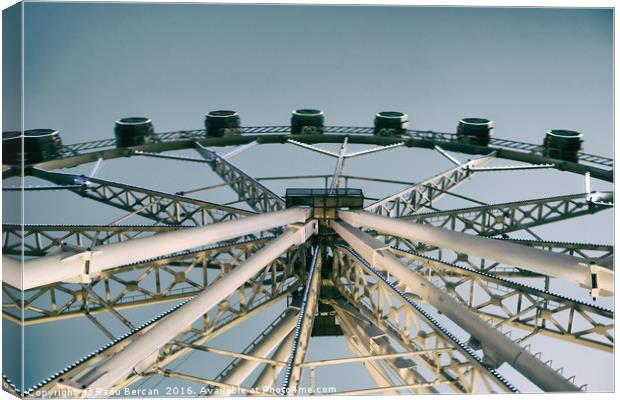 Giant Ferris Wheel In Fun Park On Night Sky Canvas Print by Radu Bercan