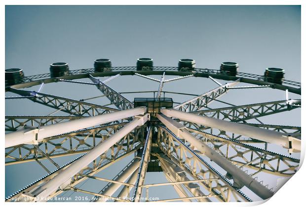 Giant Ferris Wheel In Fun Park On Night Sky Print by Radu Bercan