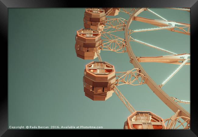 Giant Ferris Wheel In Fun Park On Night Sky Framed Print by Radu Bercan
