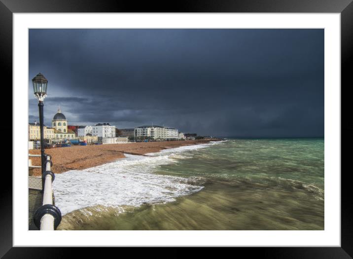 Worthing Beach The Storm Framed Mounted Print by Clive Eariss