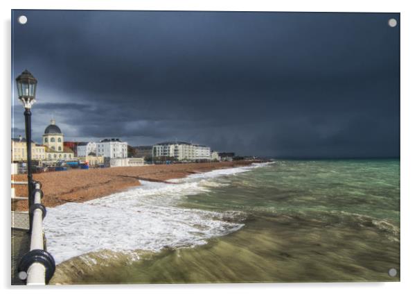 Worthing Beach The Storm Acrylic by Clive Eariss