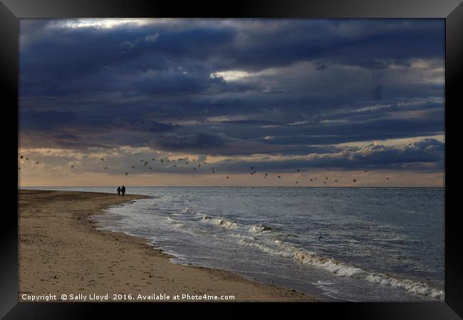 Romantic Sunset Walk Framed Print by Sally Lloyd