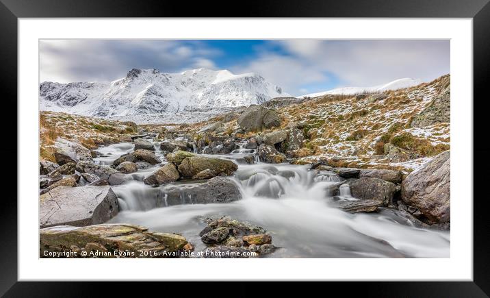 Snowdonia Mountain River Framed Mounted Print by Adrian Evans