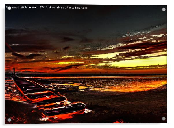 The Beach at Sunset (Digital Art)  Acrylic by John Wain