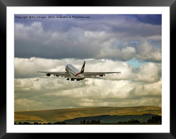 Airbus A380 Framed Mounted Print by Derrick Fox Lomax