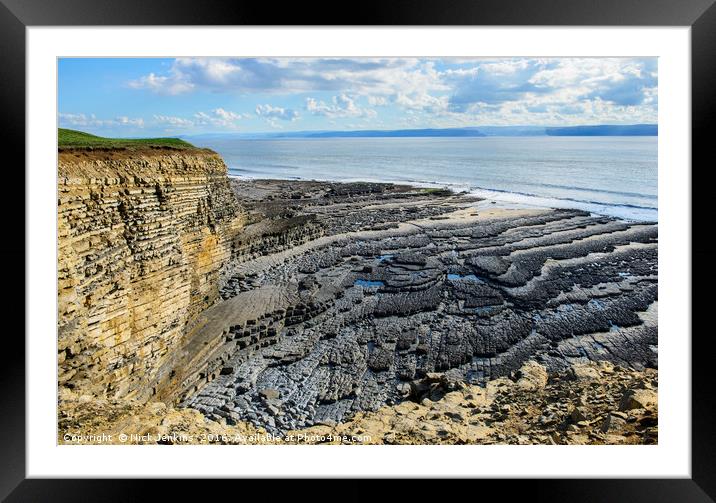 The Cliffs and Beach at Nash Point Glamorgan Coast Framed Mounted Print by Nick Jenkins