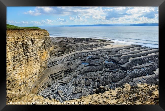 The Cliffs and Beach at Nash Point Glamorgan Coast Framed Print by Nick Jenkins