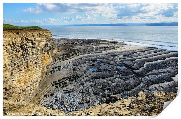The Cliffs and Beach at Nash Point Glamorgan Coast Print by Nick Jenkins