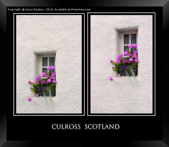 Two Windows with Geranium. Culross. Scotland Framed Print by Jenny Rainbow