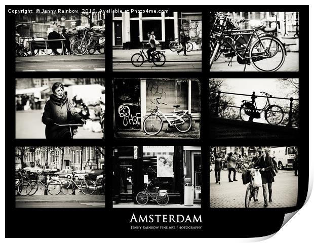 Amsterdam Bikes by Jenny Rainbow Print by Jenny Rainbow