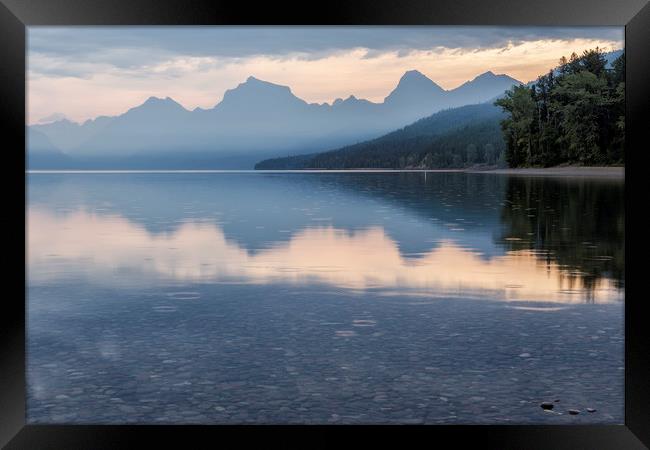 Early Morning at Lake McDonald - Glacier NP Framed Print by Belinda Greb