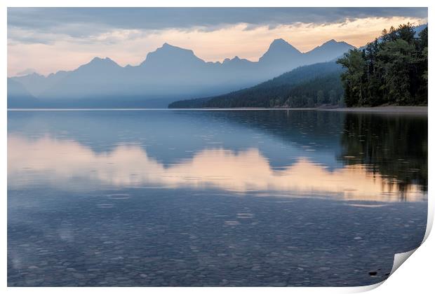 Early Morning at Lake McDonald - Glacier NP Print by Belinda Greb