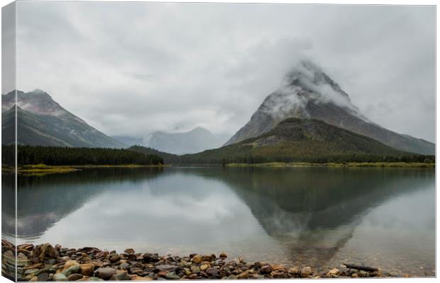 Reflection of Mountains - Glacier NP Canvas Print by Belinda Greb
