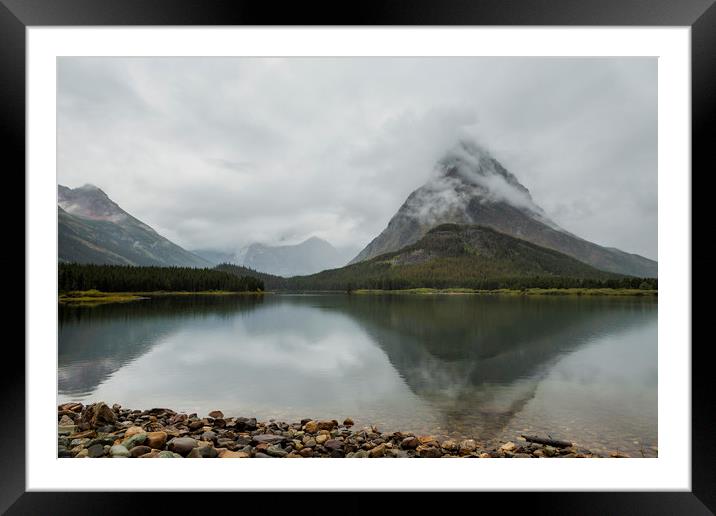 Reflection of Mountains - Glacier NP Framed Mounted Print by Belinda Greb