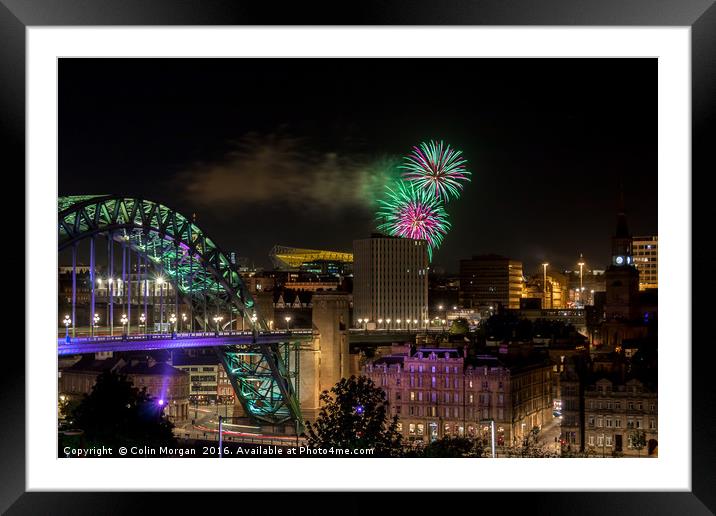 Tyne Fireworks Framed Mounted Print by Colin Morgan