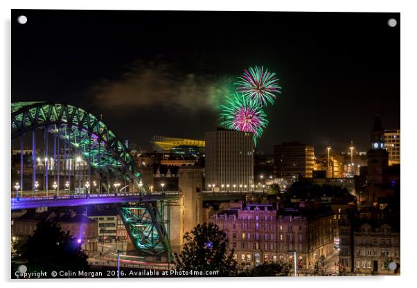 Tyne Fireworks Acrylic by Colin Morgan