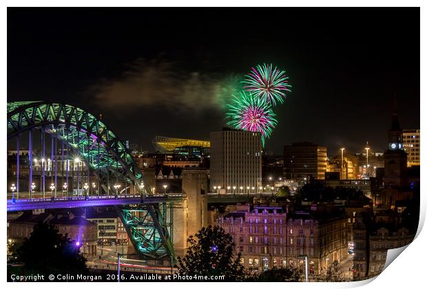Tyne Fireworks Print by Colin Morgan