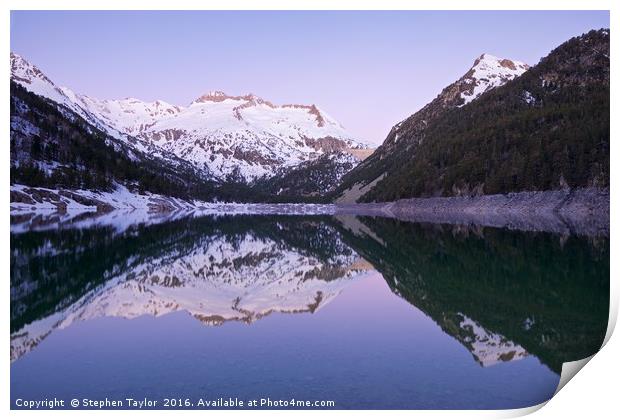 Dawn at Lac D'Oredon Print by Stephen Taylor