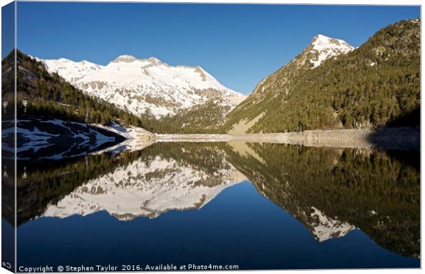 Reflections of the Pyrenees Canvas Print by Stephen Taylor