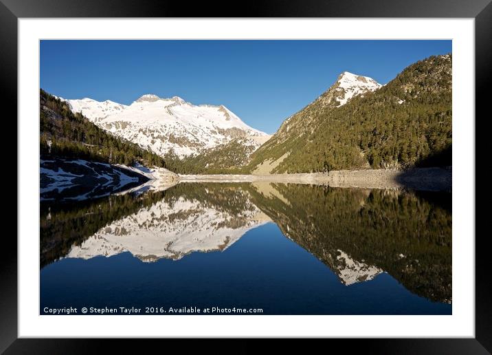 Reflections of the Pyrenees Framed Mounted Print by Stephen Taylor