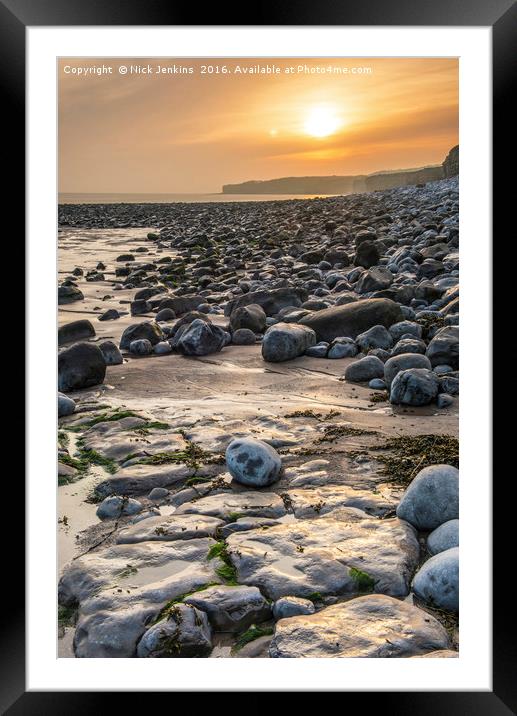 Llantwit Major Beach Sunset Glamorgan Coast  Framed Mounted Print by Nick Jenkins