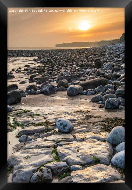 Llantwit Major Beach Sunset Glamorgan Coast  Framed Print by Nick Jenkins