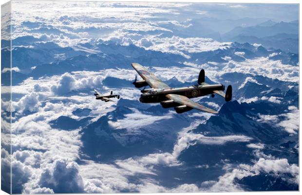Lancasters Over Europe Canvas Print by J Biggadike