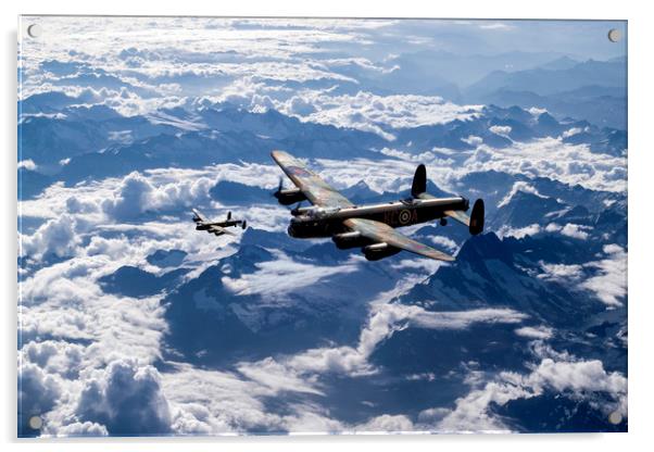 Lancasters Over Europe Acrylic by J Biggadike