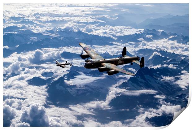 Lancasters Over Europe Print by J Biggadike