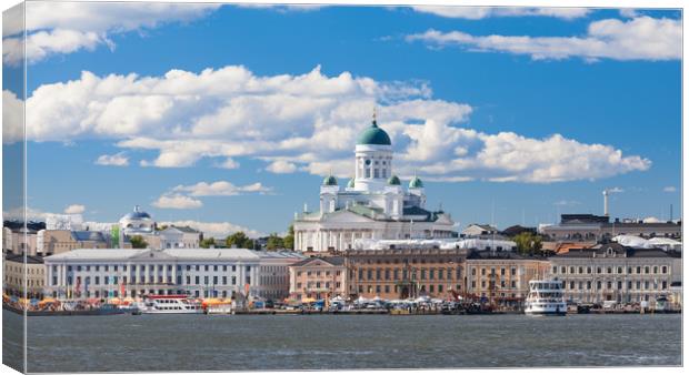 Helsinki Cathedral and Market Square Canvas Print by Johannes Valkama