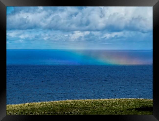 Rainbow on the Sea at Cape Wrath. Framed Print by Paul Welsh