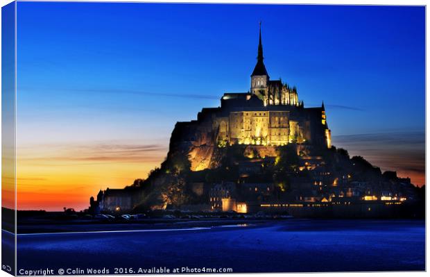 Sunset Glow on Mont St Michel  Canvas Print by Colin Woods