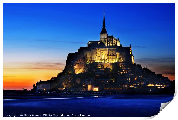 Sunset Glow on Mont St Michel  Print by Colin Woods