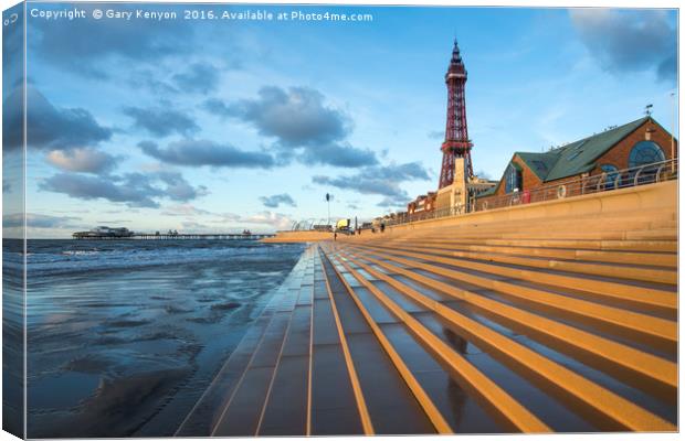 Steps to the beach at Blackpool Canvas Print by Gary Kenyon