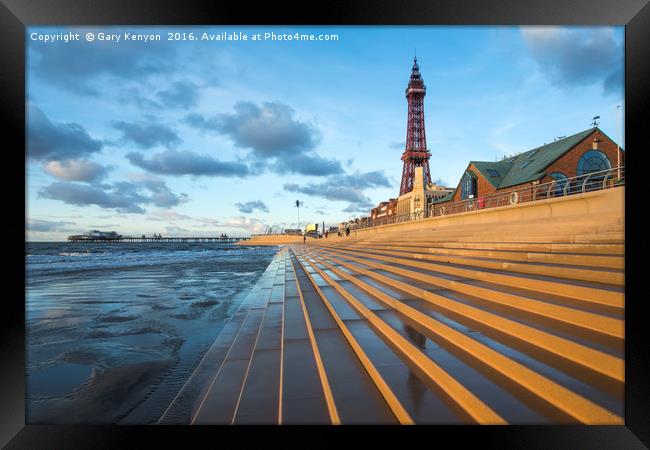 Steps to the beach at Blackpool Framed Print by Gary Kenyon