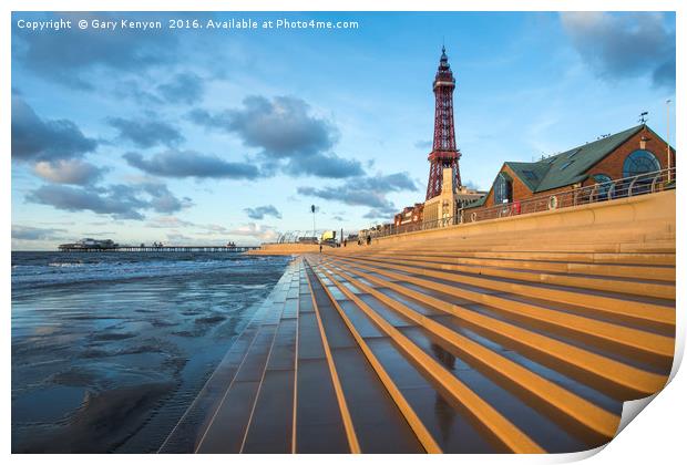 Steps to the beach at Blackpool Print by Gary Kenyon