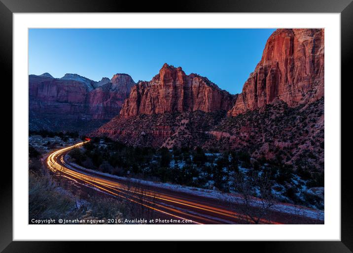 Zion At Dusk Framed Mounted Print by jonathan nguyen