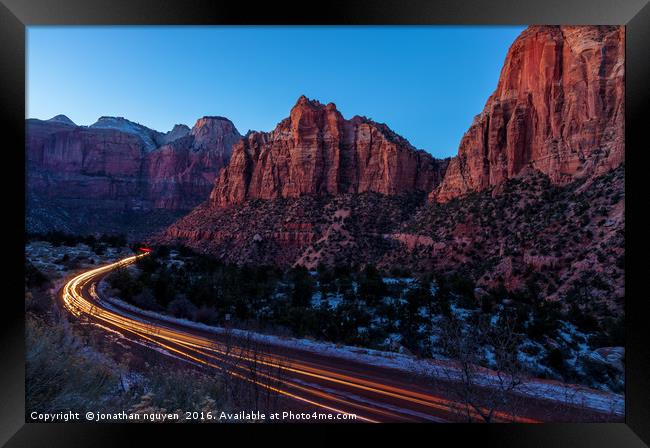 Zion At Dusk Framed Print by jonathan nguyen