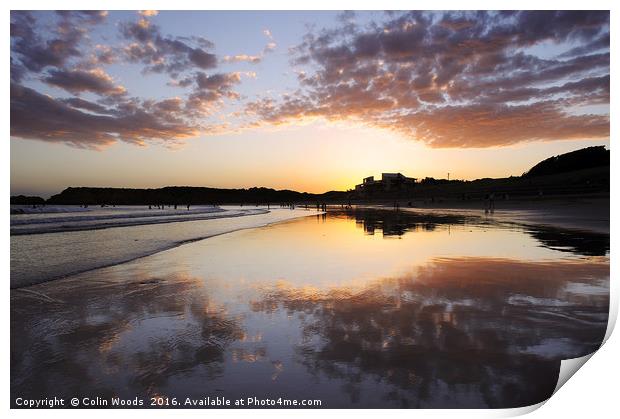 Sunset on Torquay Beach, Australia Print by Colin Woods