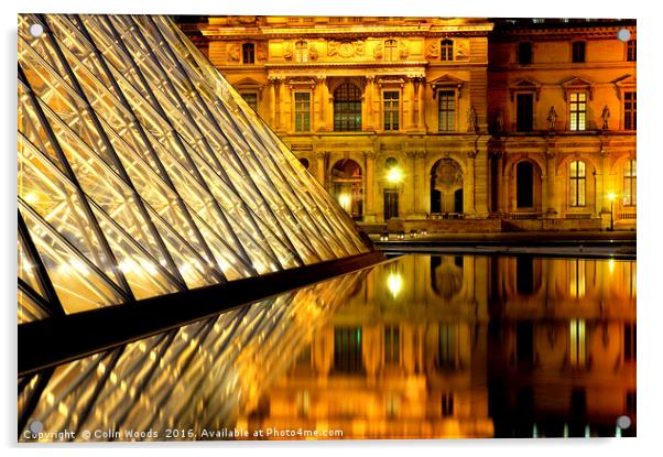 The Louvre at Night Acrylic by Colin Woods