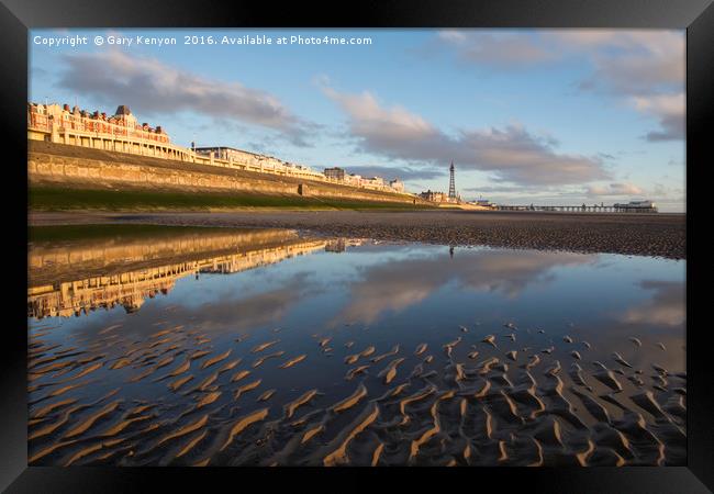 Down On The Beach At Blackpool One Evening Framed Print by Gary Kenyon