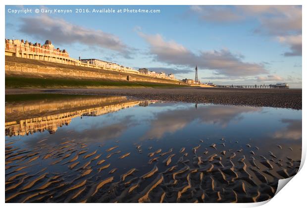 Down On The Beach At Blackpool One Evening Print by Gary Kenyon