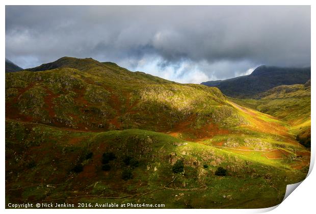 Top of the Nant Ffrancon Pass, Snowdonia Print by Nick Jenkins