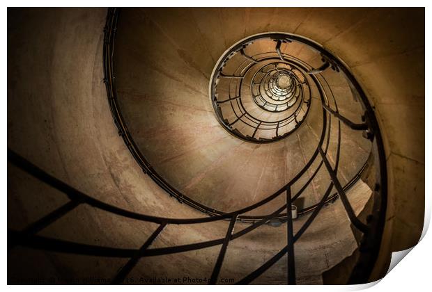 Spiral stairs - Arc de Triomphe Print by Martin Williams