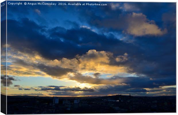 Moody sky over Edinburgh Canvas Print by Angus McComiskey